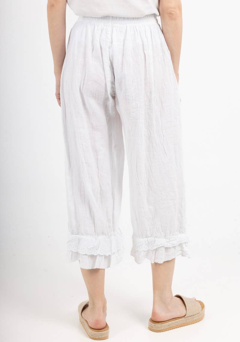Linen Bloomer Trouser in White