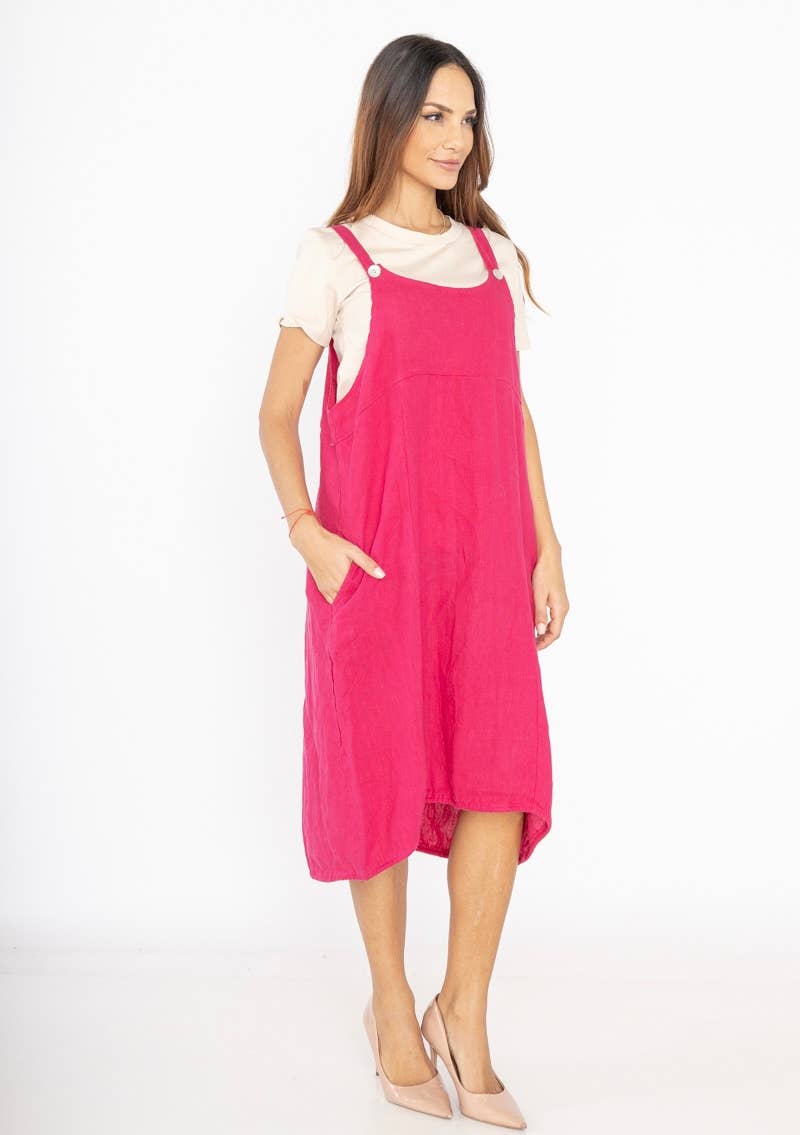 Linen Pinafore Dress in Fox