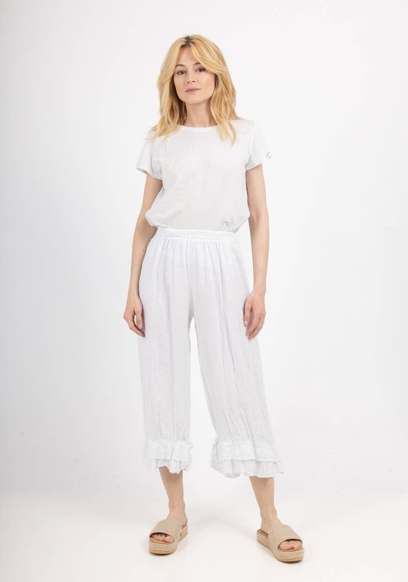 Linen Bloomer Trouser in White