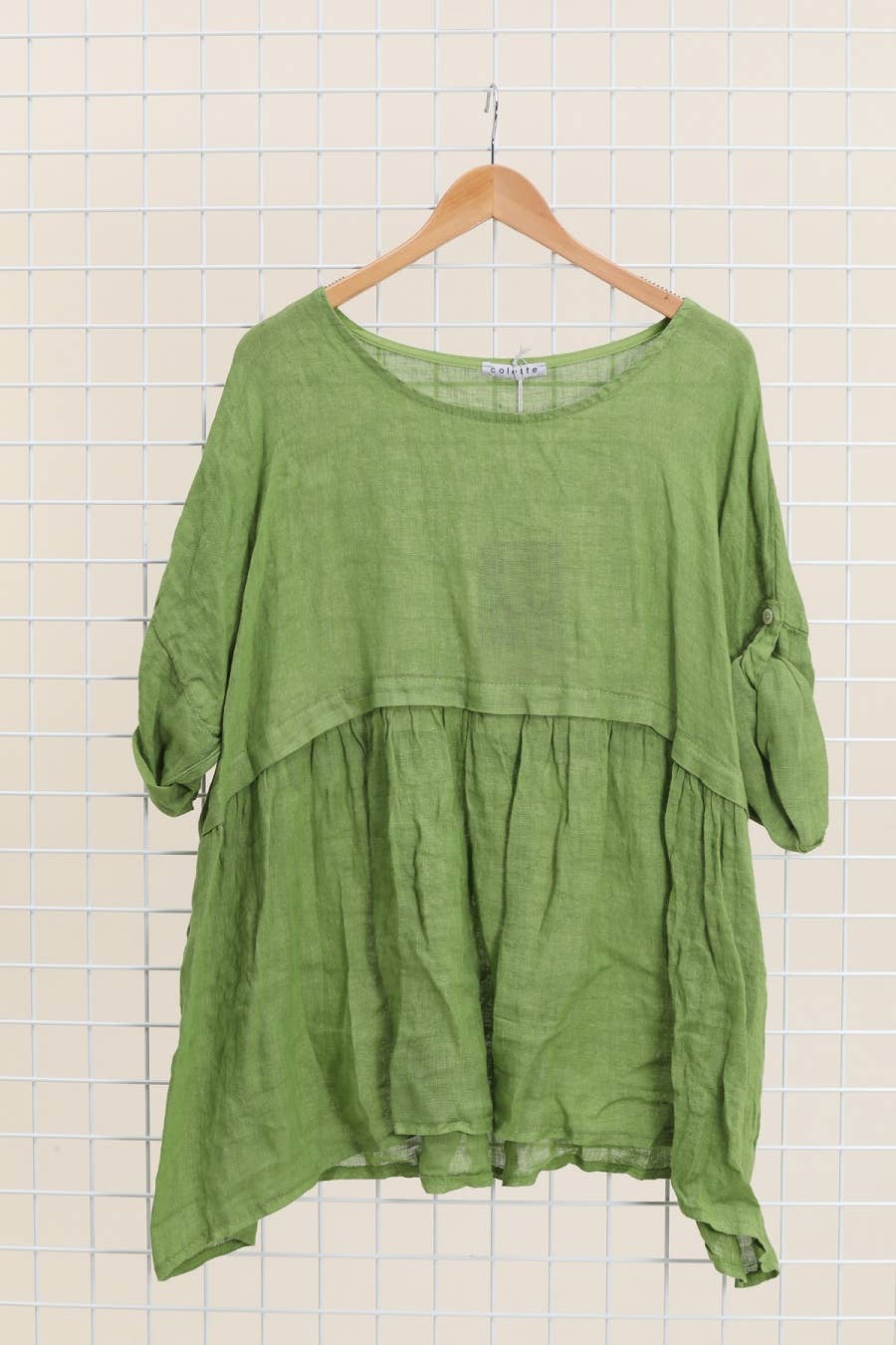 Short Sleeve Linen Tunic in Soot