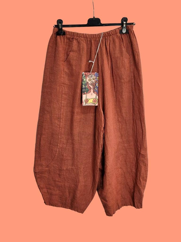 Linen Balloon Trousers in Moss