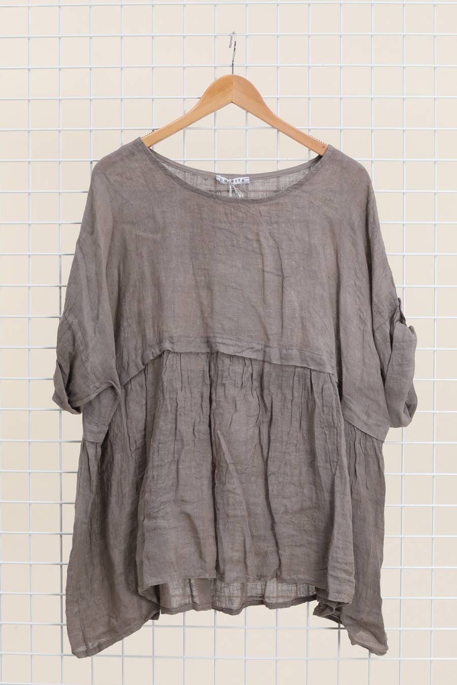 Short Sleeve Linen Tunic in Soot