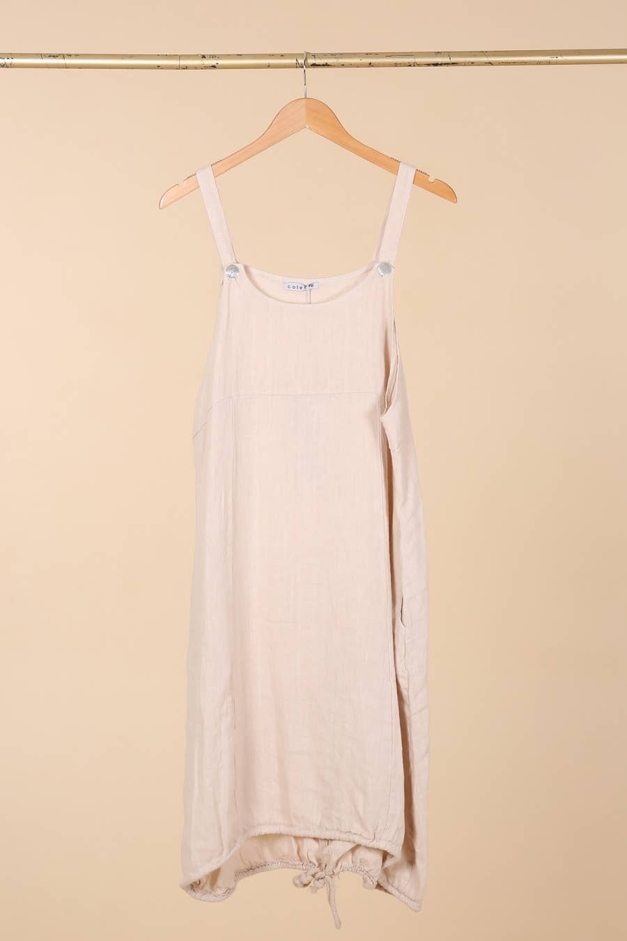 Linen Pinafore Dress in Blush