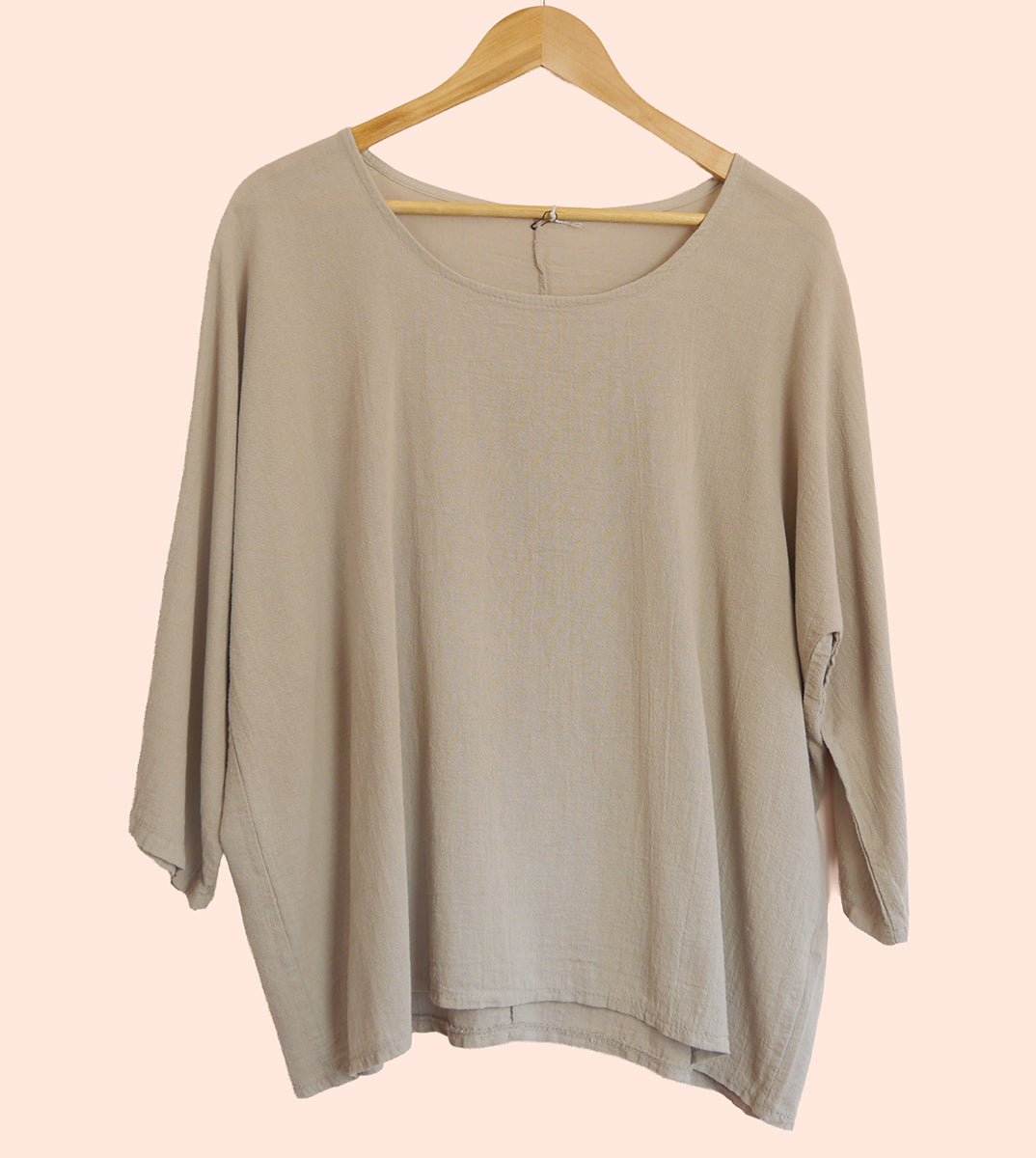 Cotton/Linen Plus Size Layering Top in Mole