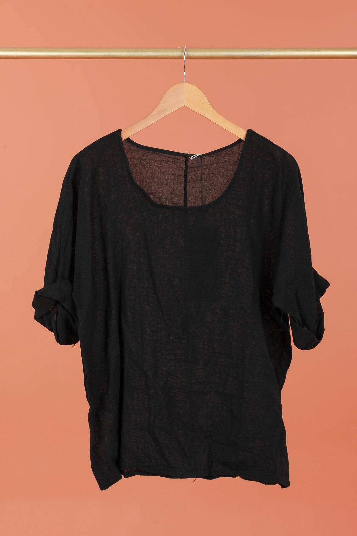Cotton/Linen Longer Length Layering Top in Lichen