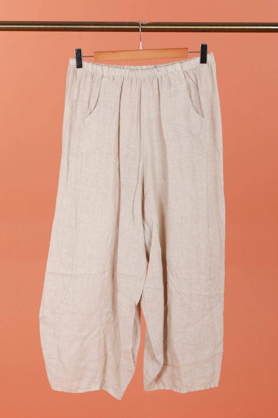 Linen Balloon Trousers in Moss