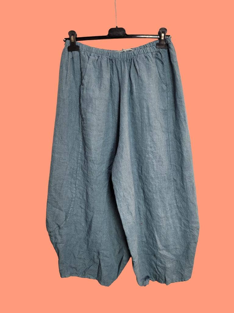 Linen Balloon Trousers in Moss