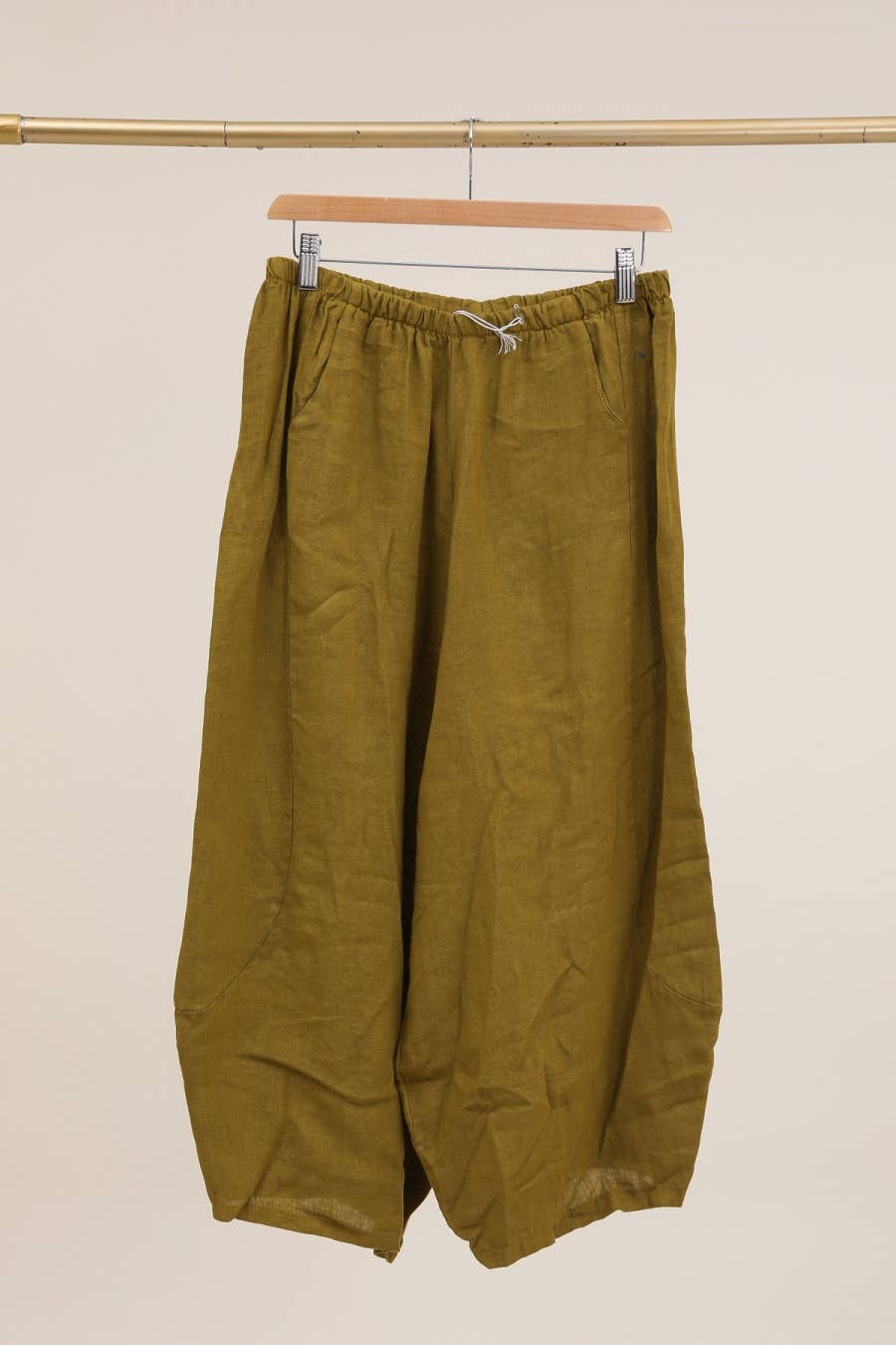 Linen Balloon Trousers in Moss