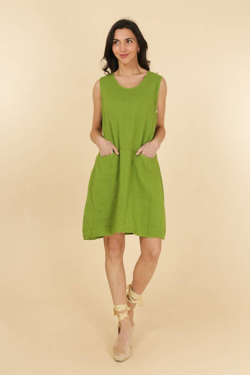 Sleeveless Linen Mini Dress in Black