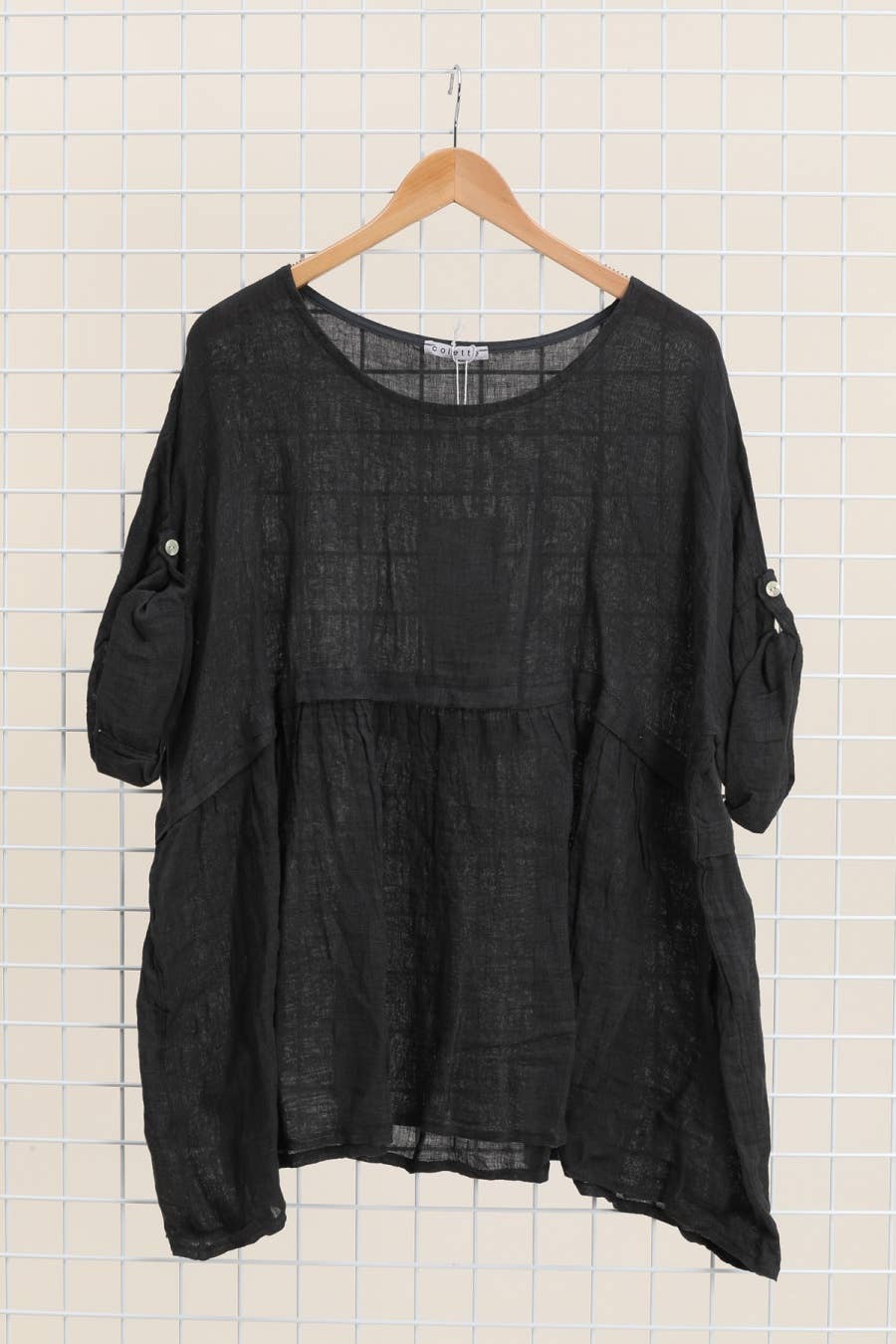 Short Sleeve Linen Tunic in Soot