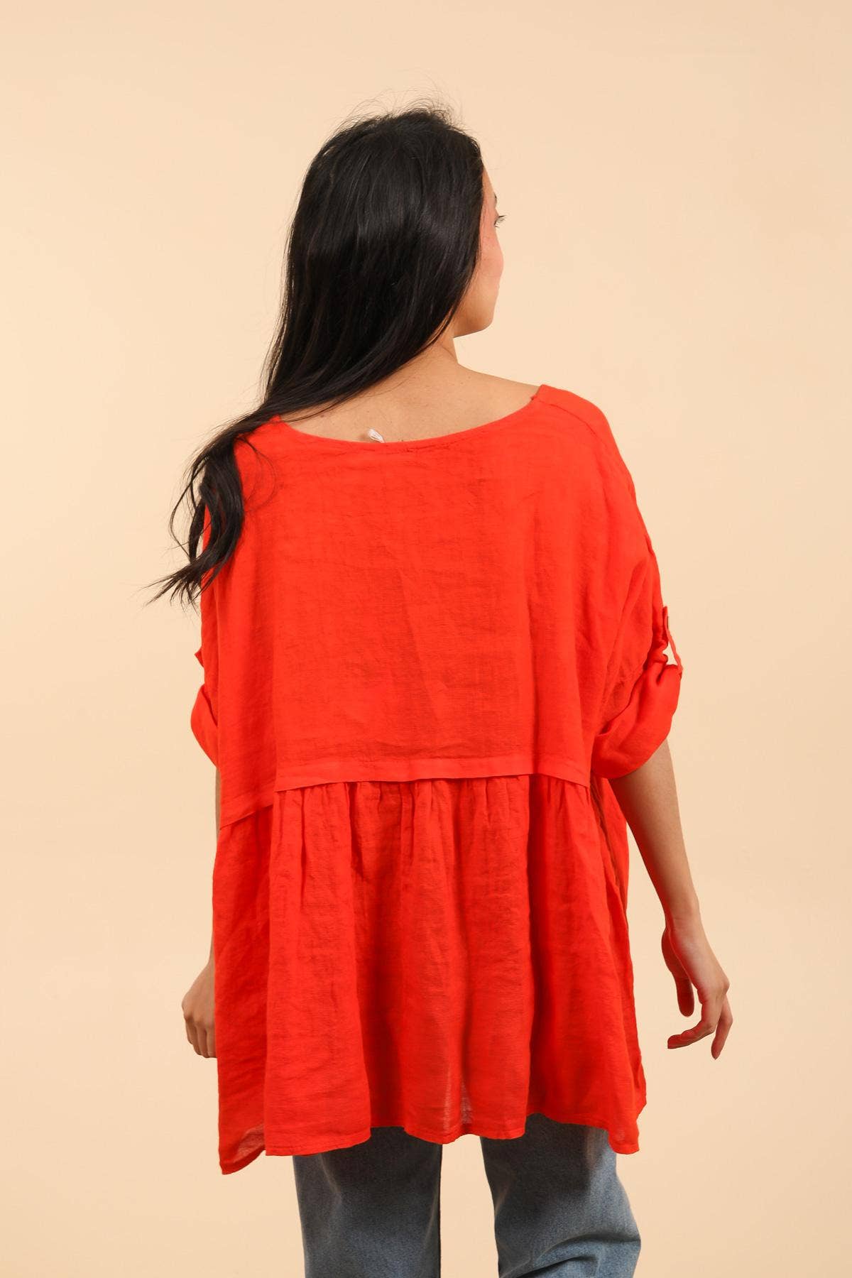 Short Sleeve Linen Tunic in Soot