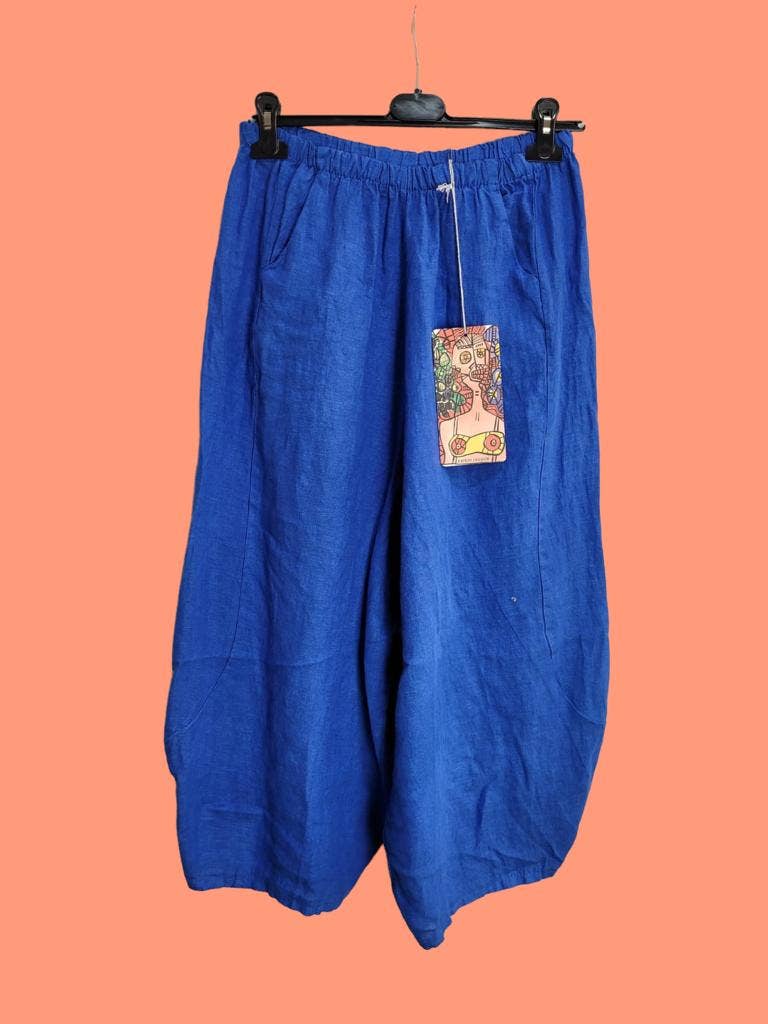Linen Balloon Trousers in Moss