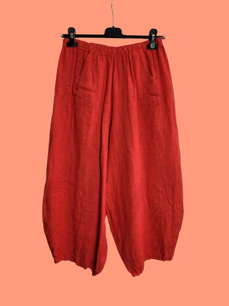 Linen Balloon Trousers in Moss