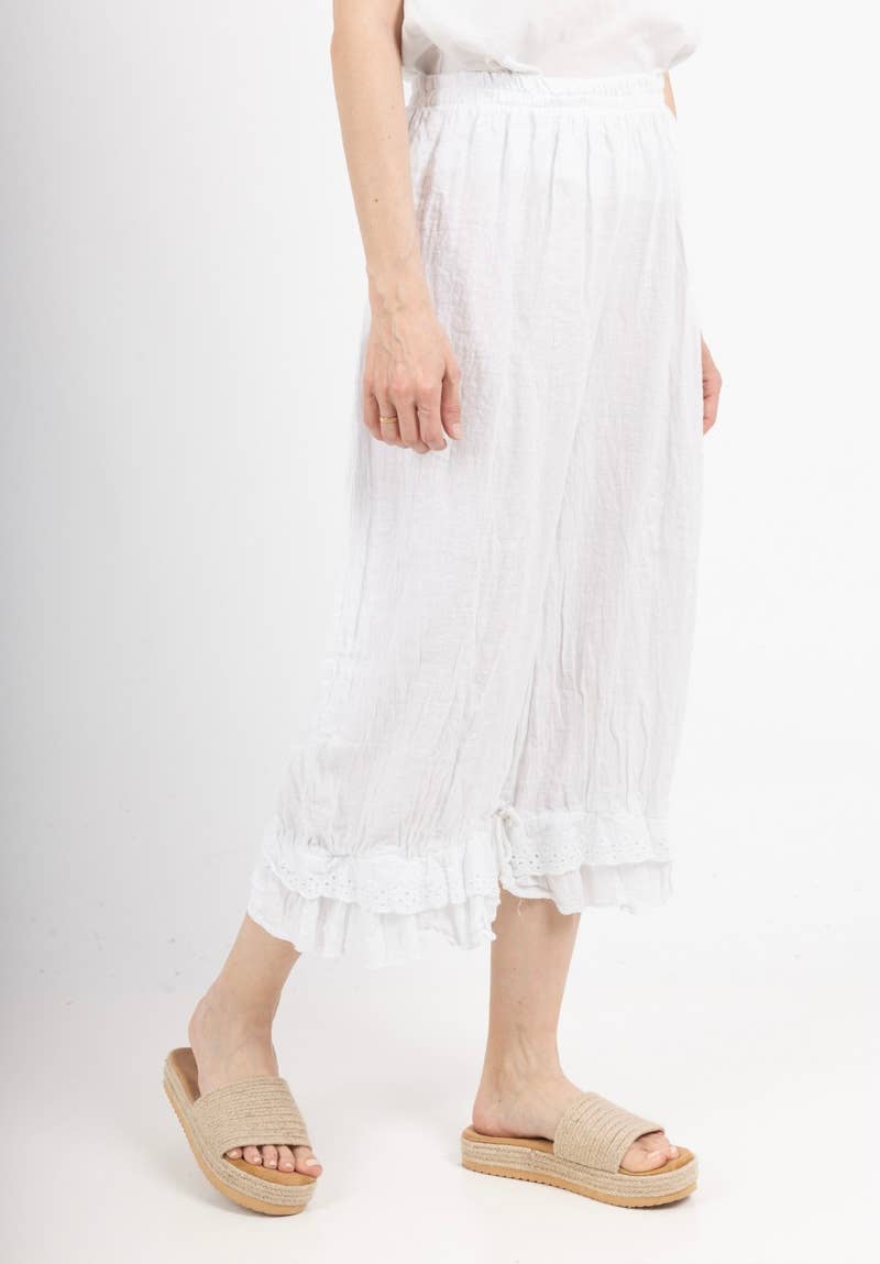 Linen Bloomer Trouser in White