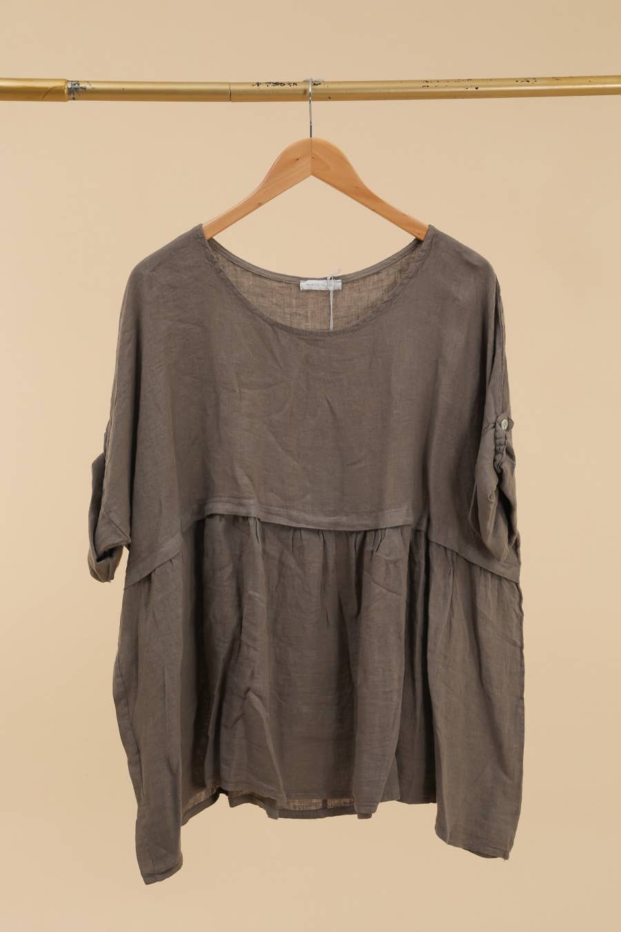 Short Sleeve Linen Tunic in Soot