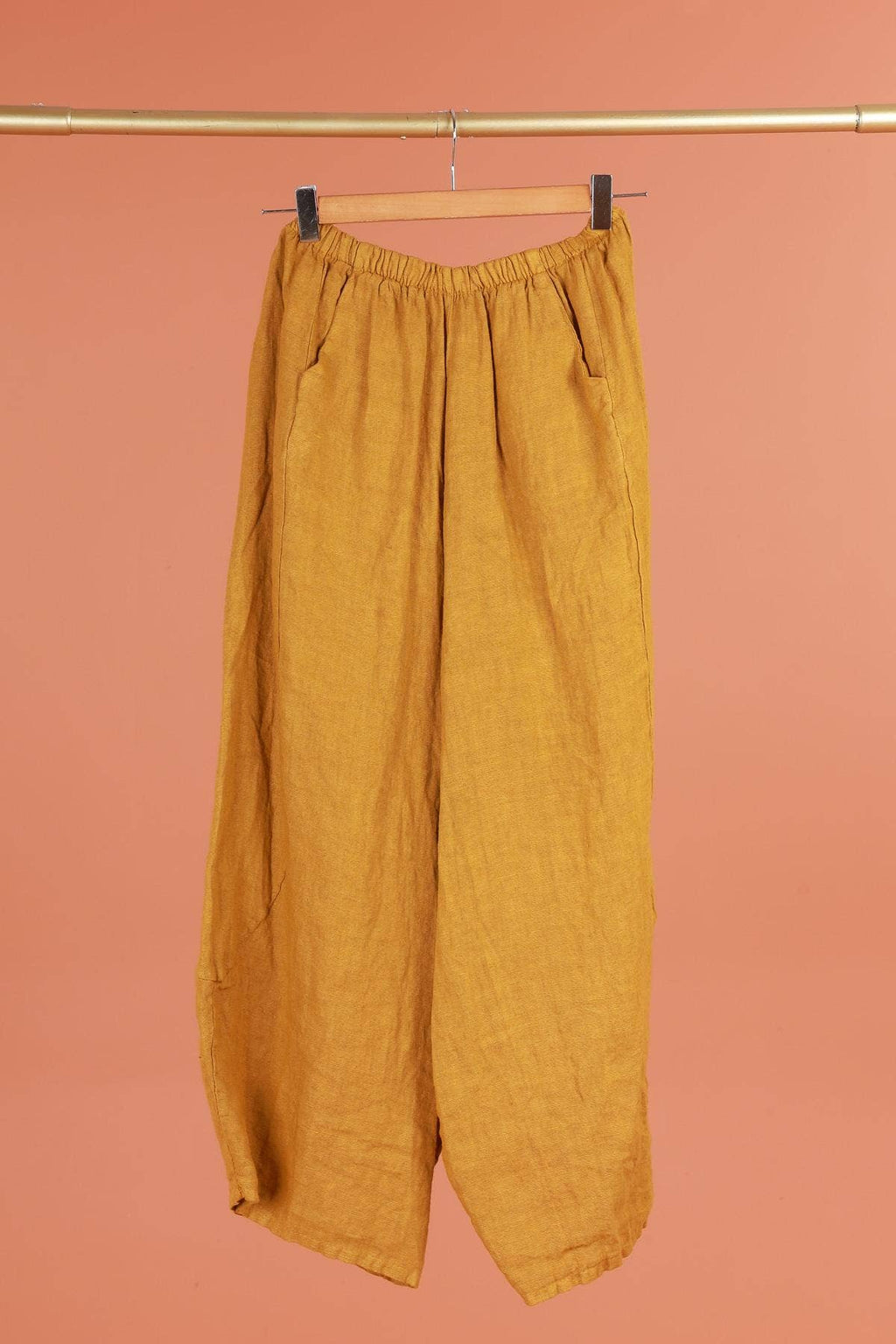 Linen Balloon Trousers in Moss
