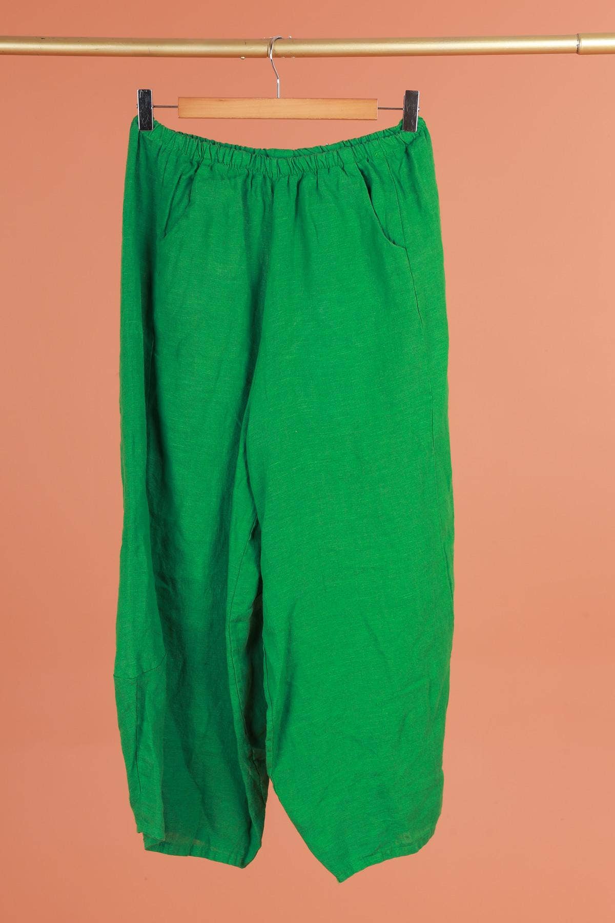 Linen Balloon Trousers in Moss