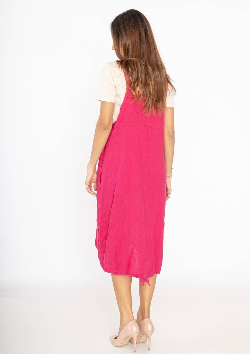 Linen Pinafore Dress in Fox