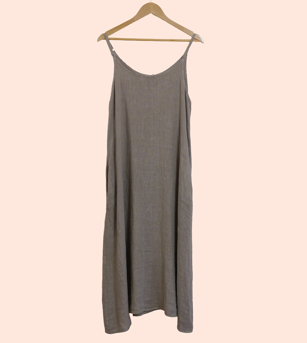 Linen Sleeveless Maxi Dress in Mole