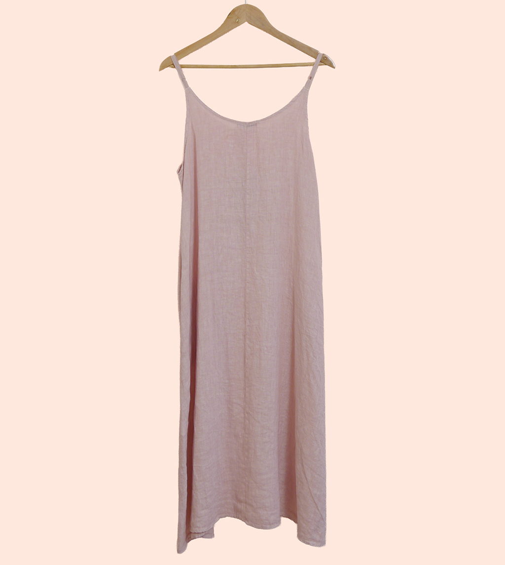 Linen Sleeveless Maxi Dress in Blush