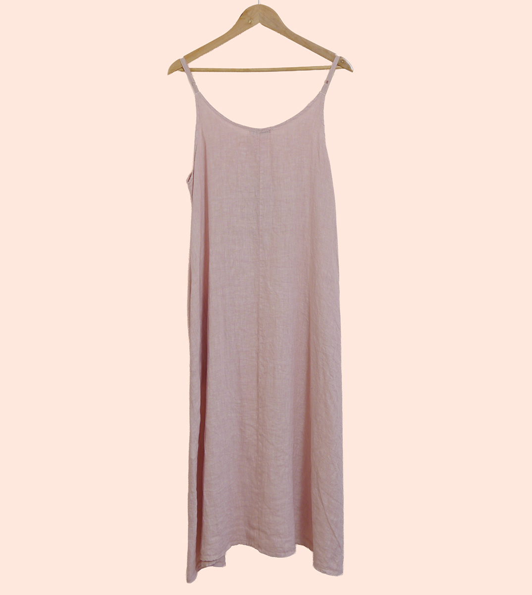 Linen Sleeveless Maxi Dress in Blush