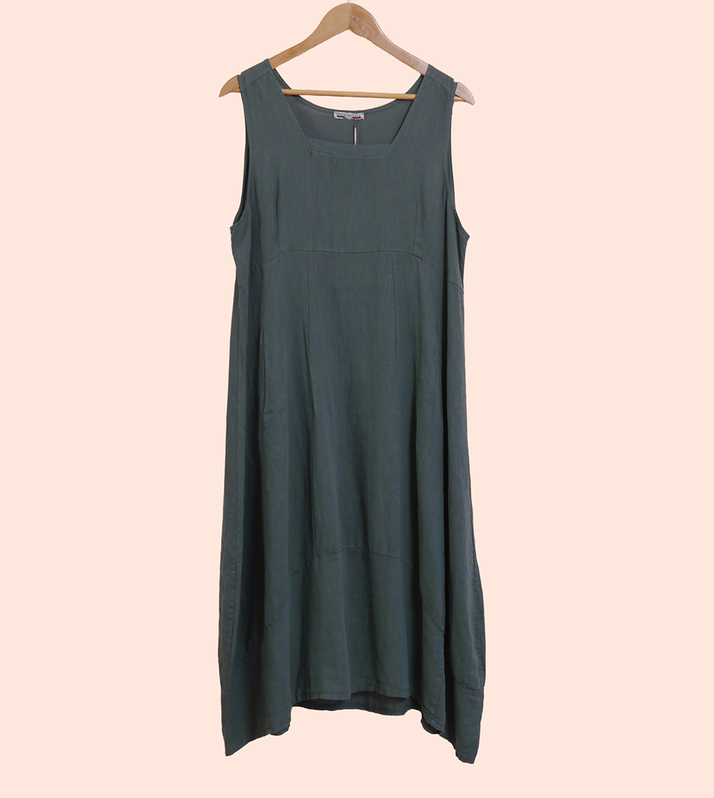 Sleeveless Linen Midi Dress in Forest