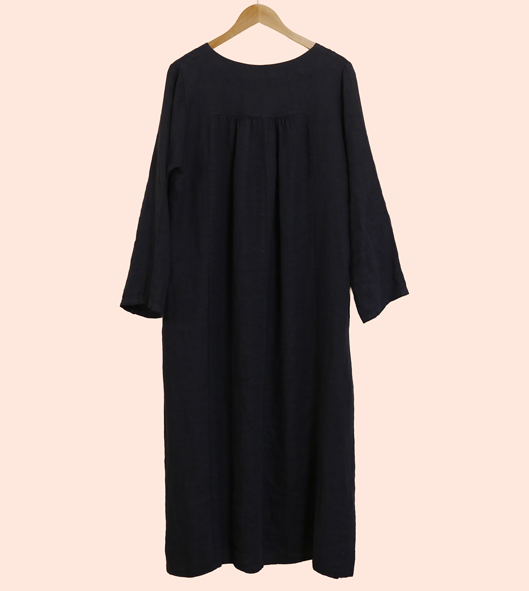 V Neck Midi Maxi Linen dress in Midnight