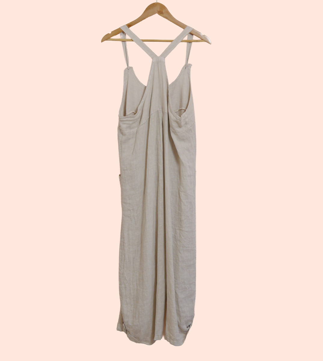Linen Dungarees with Pockets in Stone
