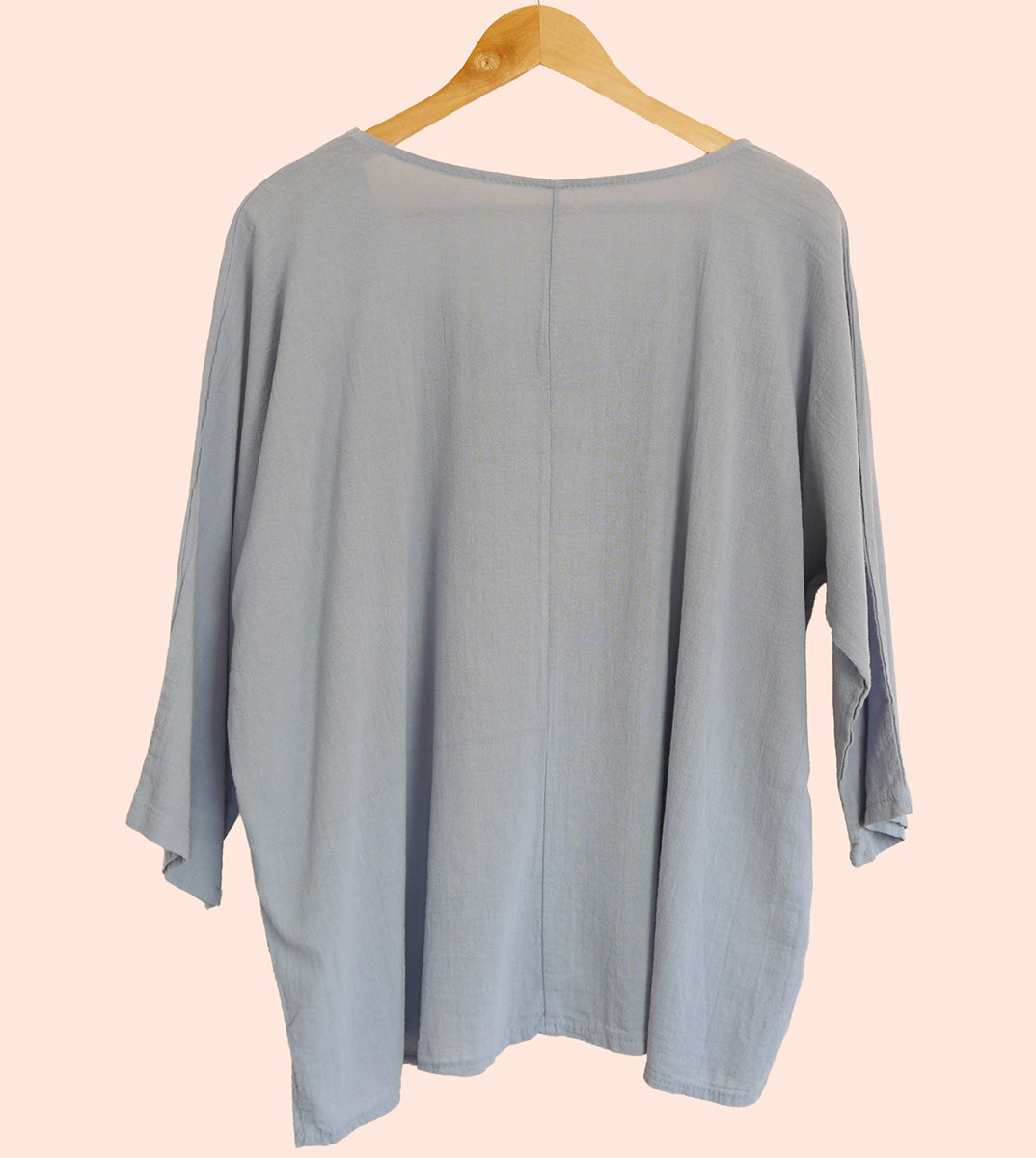Cotton/Linen Longer Length Layering Top in Forget-Me-Not