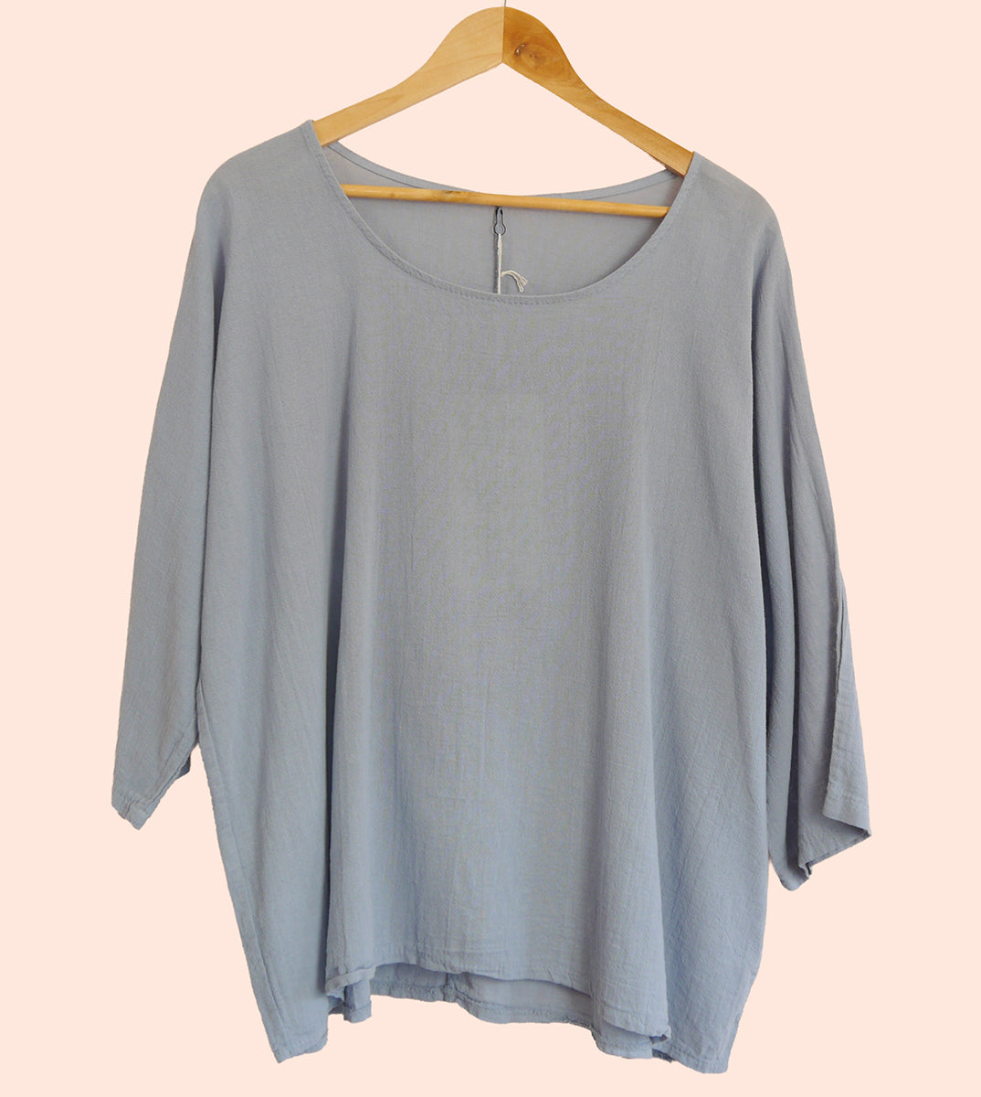 Cotton/Linen Longer Length Layering Top in Forget-Me-Not