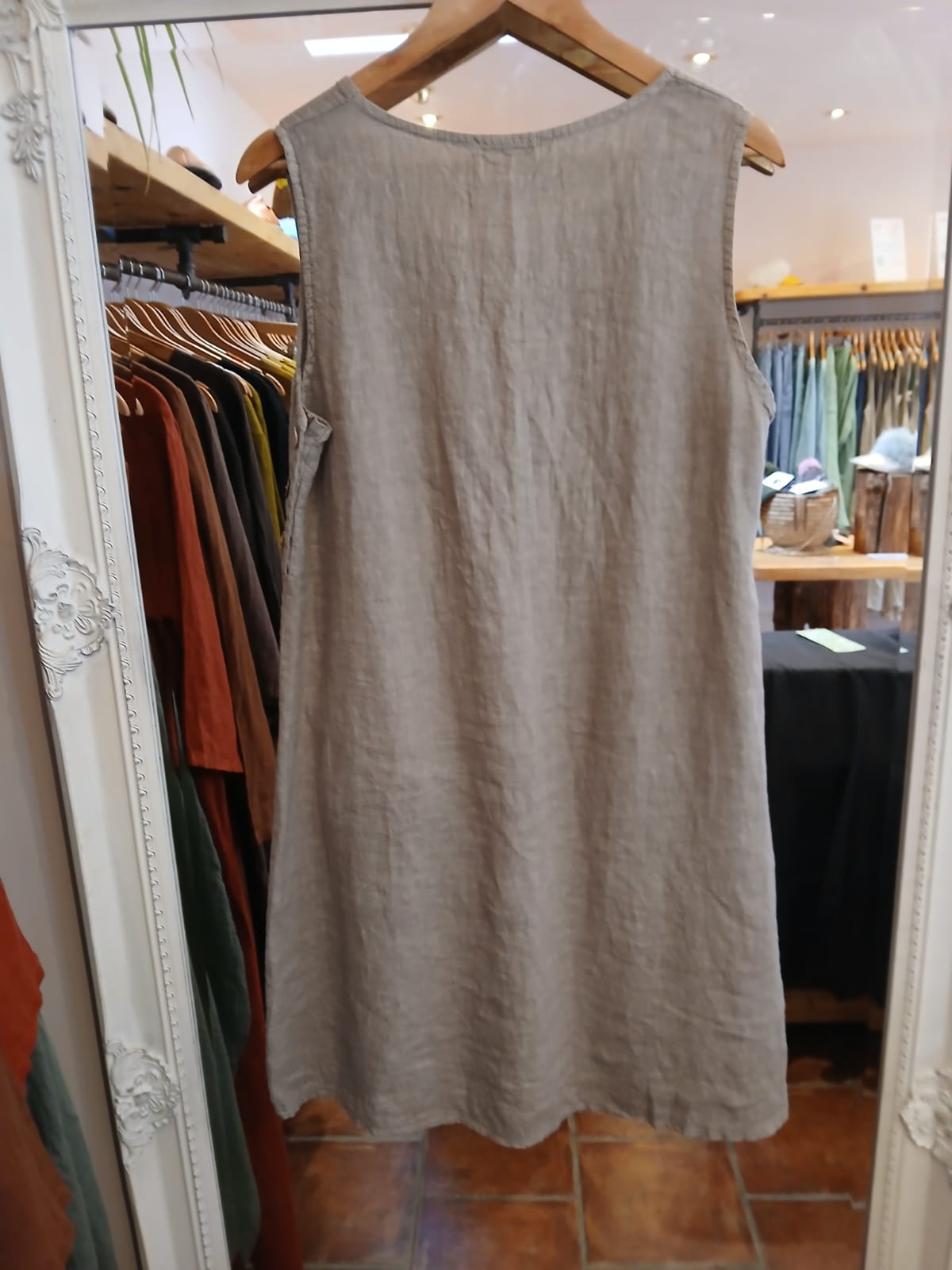 Sleeveless Linen Mini Dress in Mole