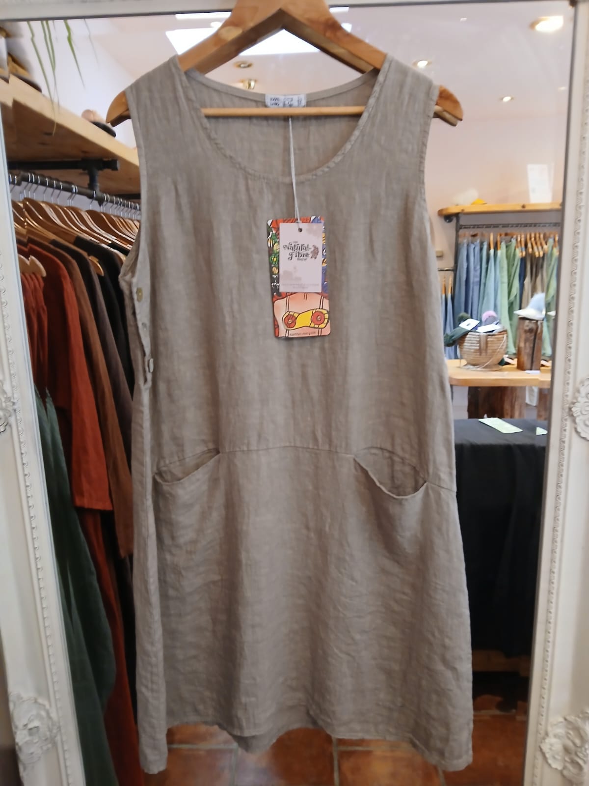Sleeveless Linen Mini Dress in Mole