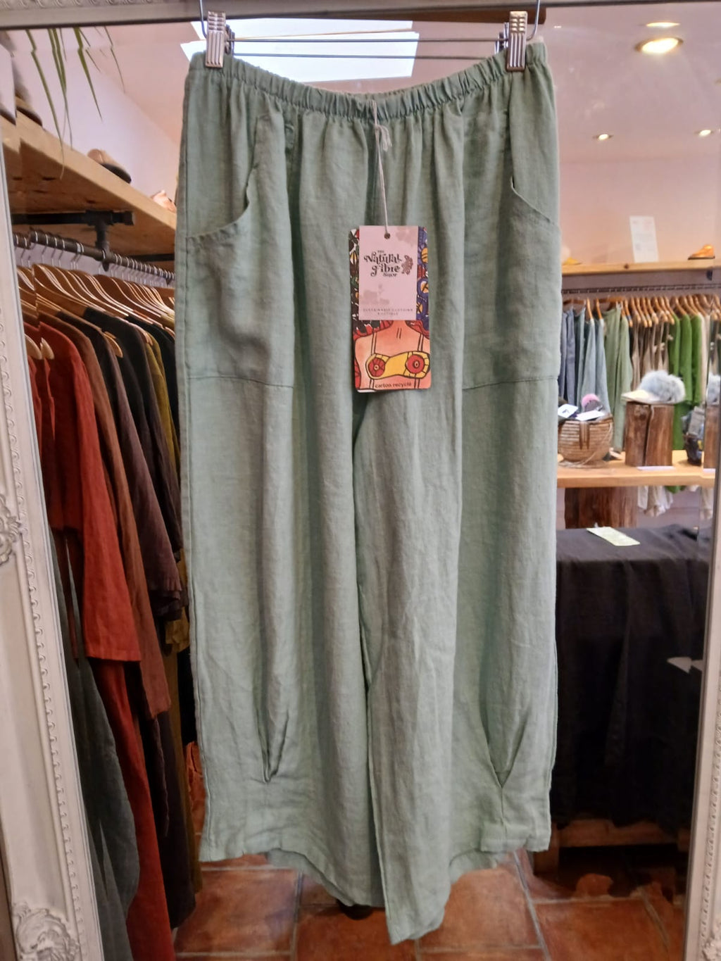 Linen Cocoon Trousers in Seafoam