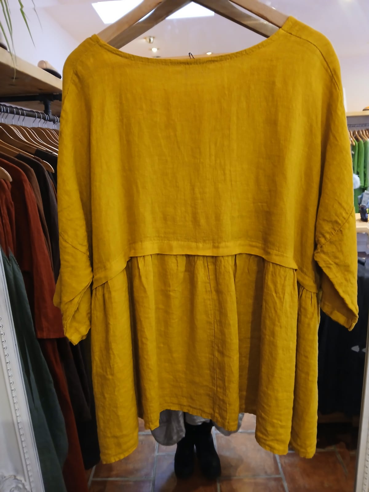 Short Sleeve Linen Tunic in Sunflower