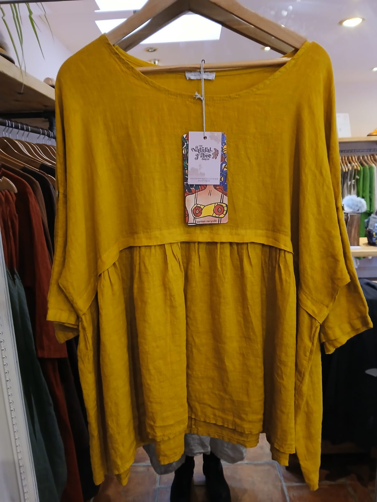 Short Sleeve Linen Tunic in Sunflower