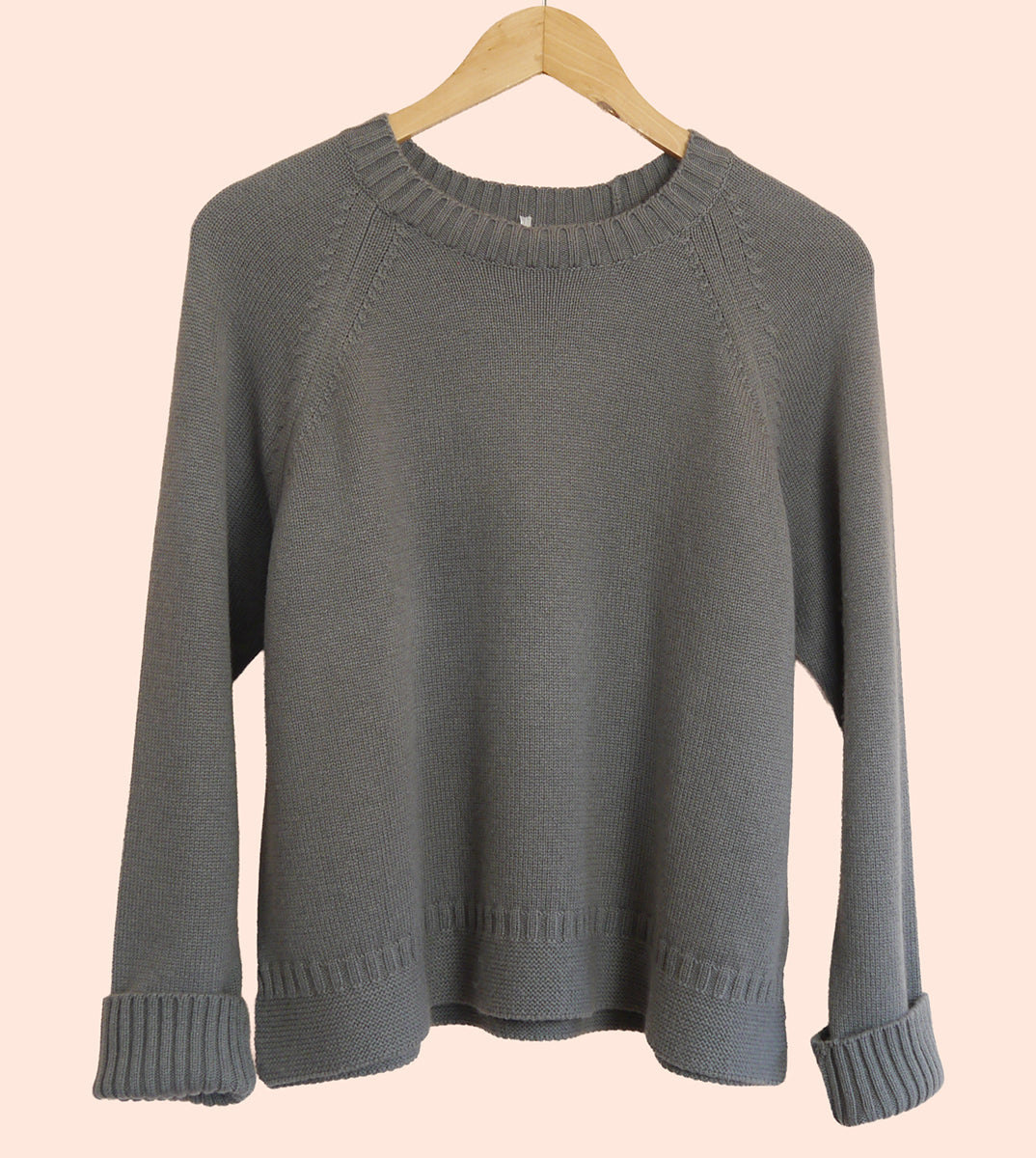 Lambswool/Cashmere Boxy Crew Neck Jumper in Smoke
