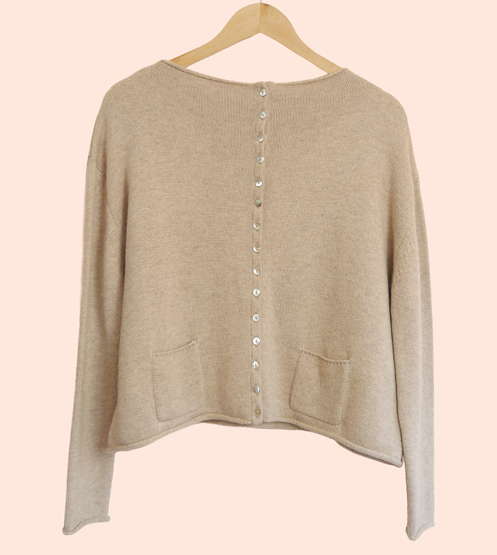 Lambswool/Cashmere Button Cardigan in Oatmeal
