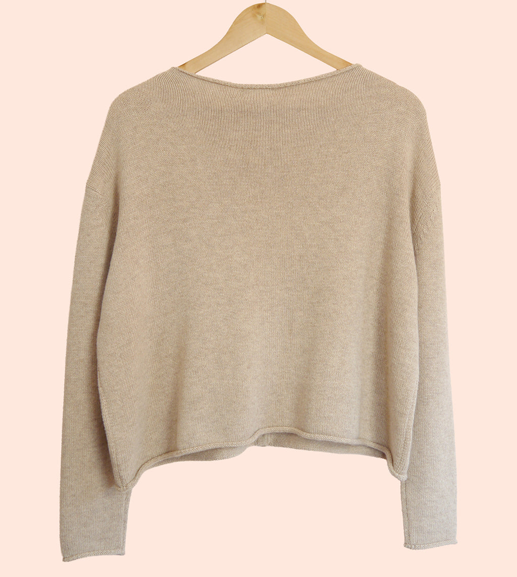 Lambswool/Cashmere Button Cardigan in Oatmeal