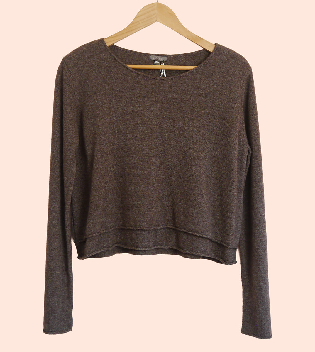 Lambswool/Cashmere Cropped Layered Jumper in Otter