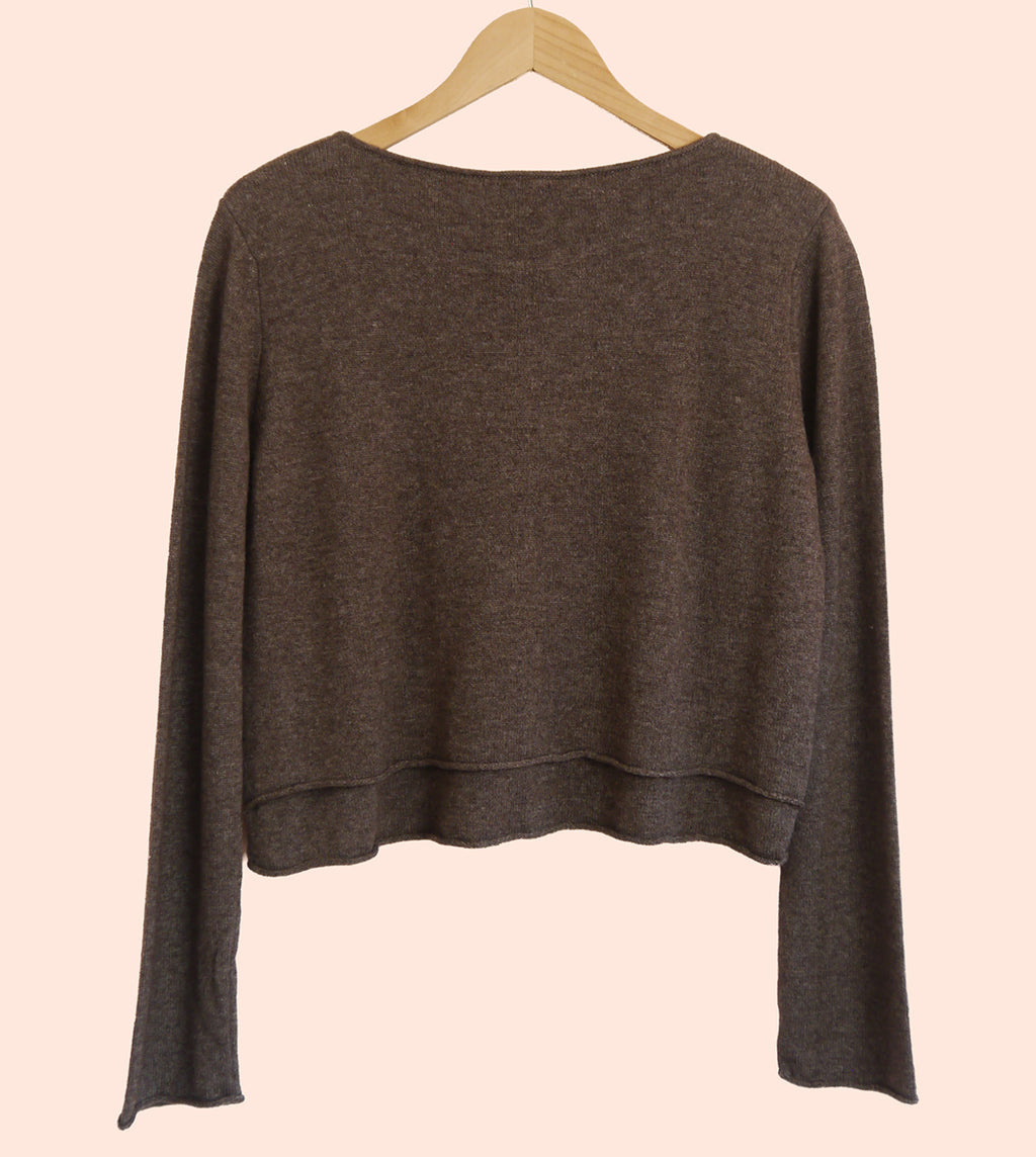 Lambswool/Cashmere Cropped Layered Jumper in Otter