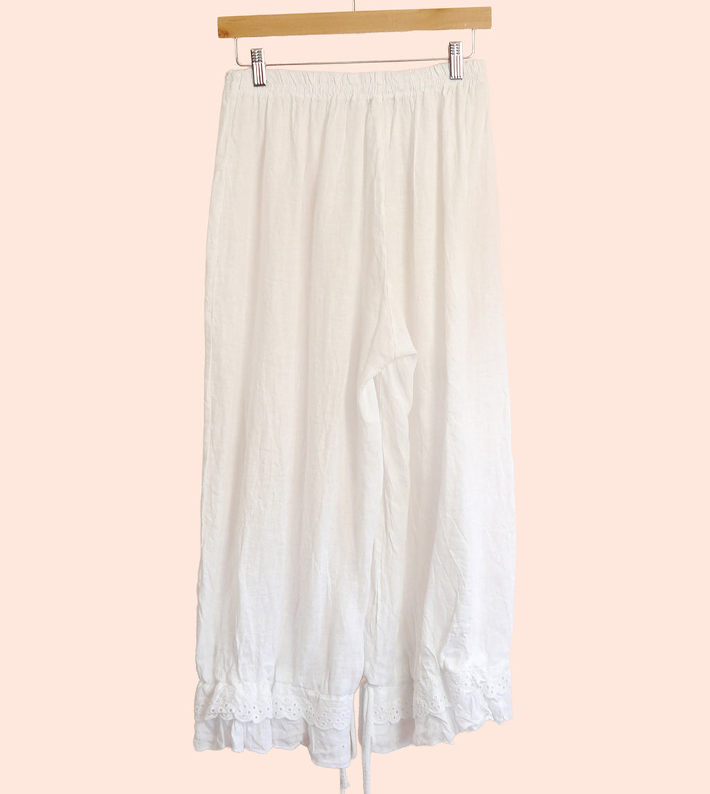 Linen Bloomer Trouser in White
