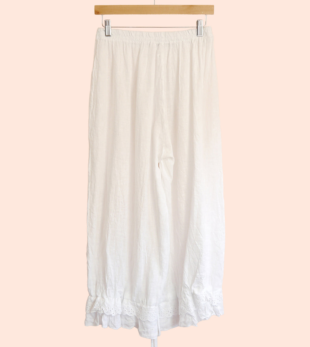 Linen Bloomer Trouser in White