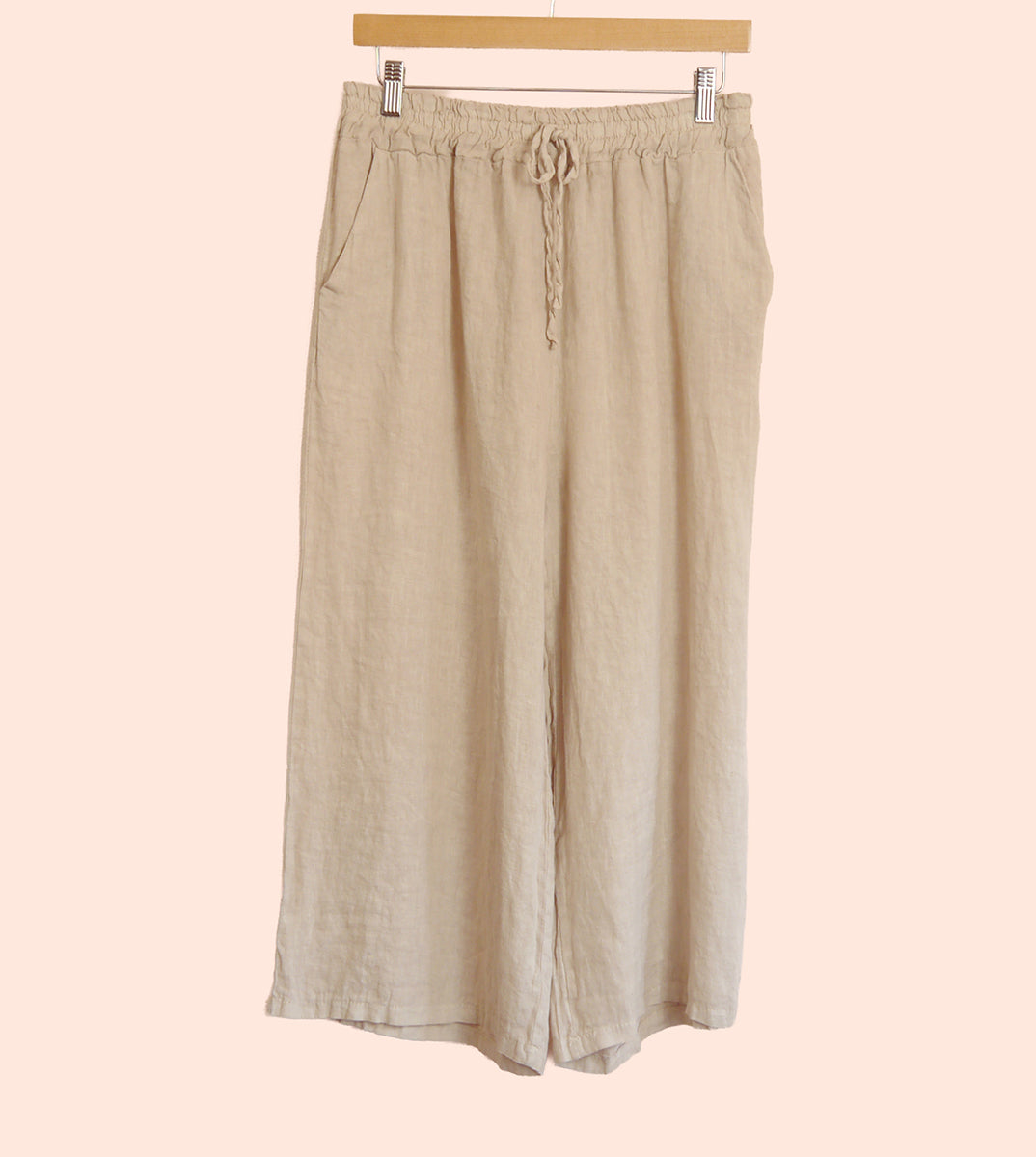Linen Capri Trousers in Stone