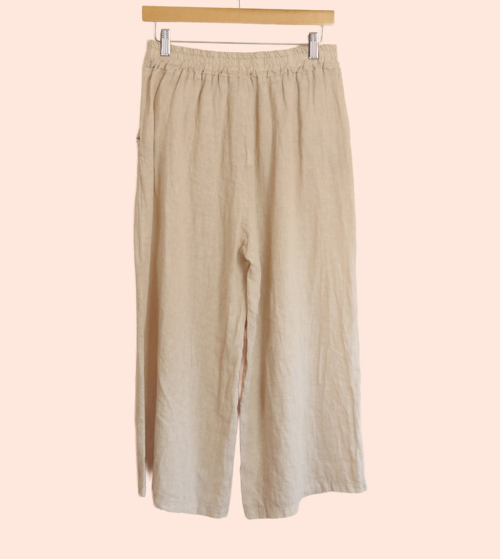 Linen Capri Trousers in Stone