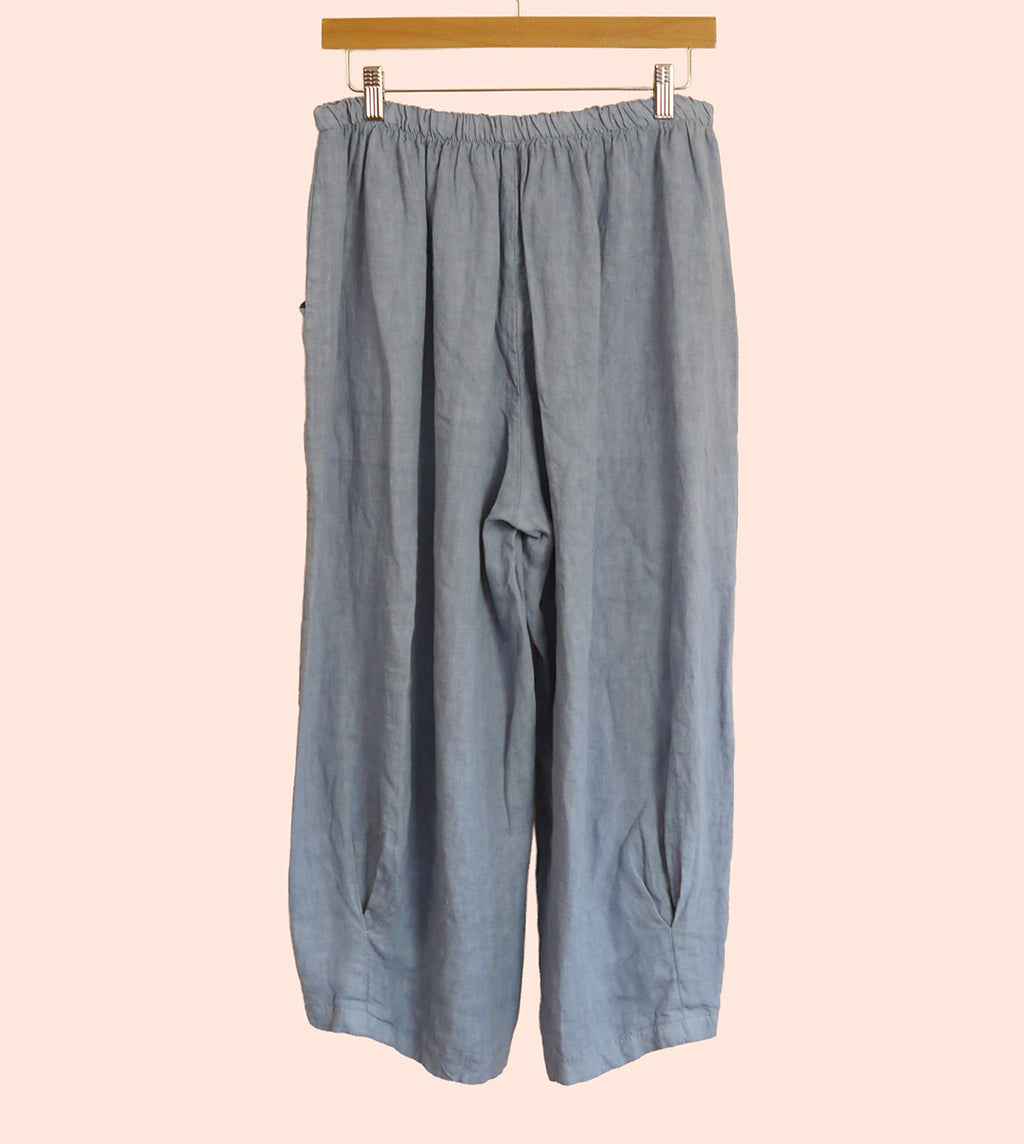 Linen Cocoon Trousers in Forget-Me-Not