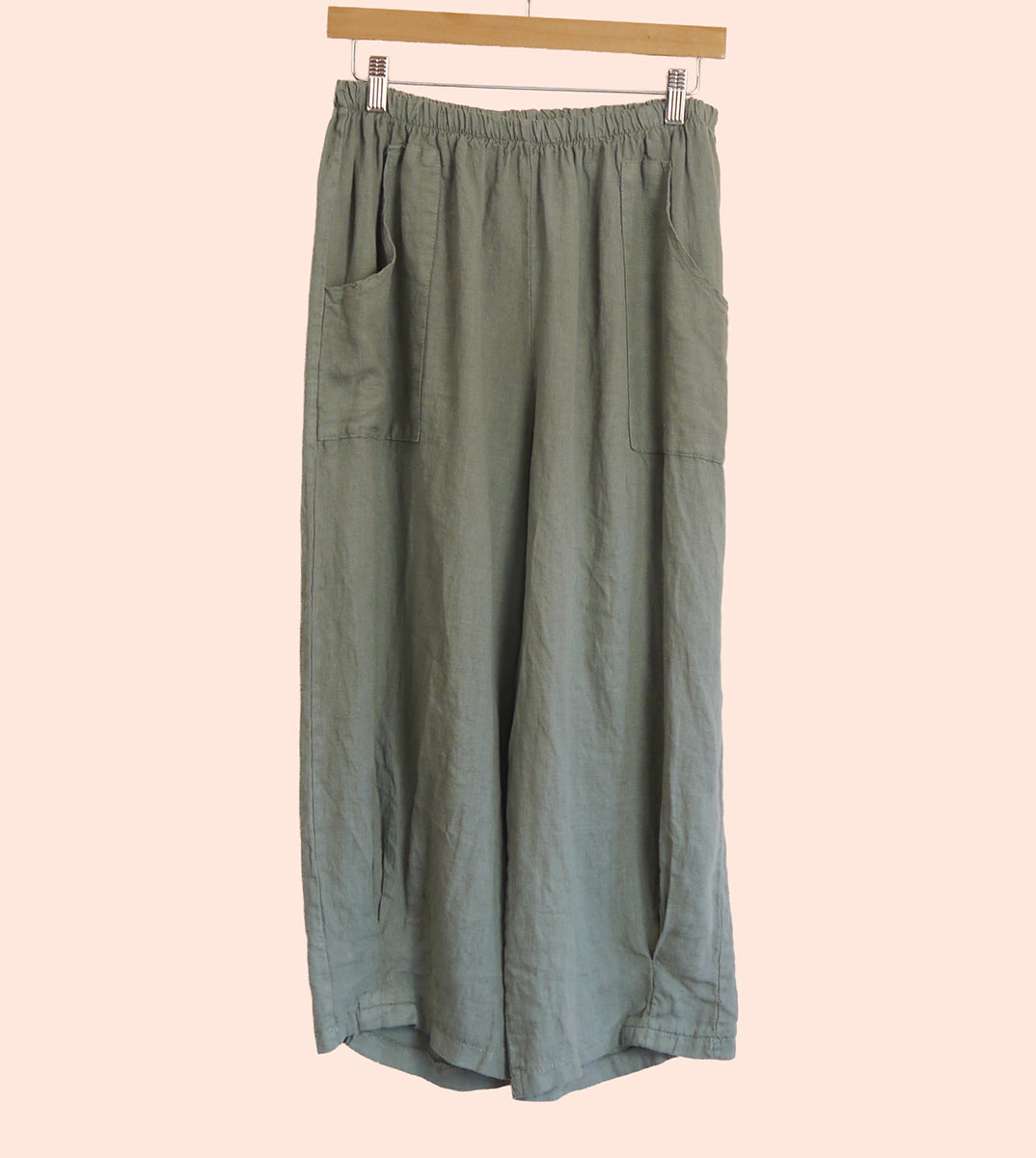 Linen Cocoon Trousers in Lichen