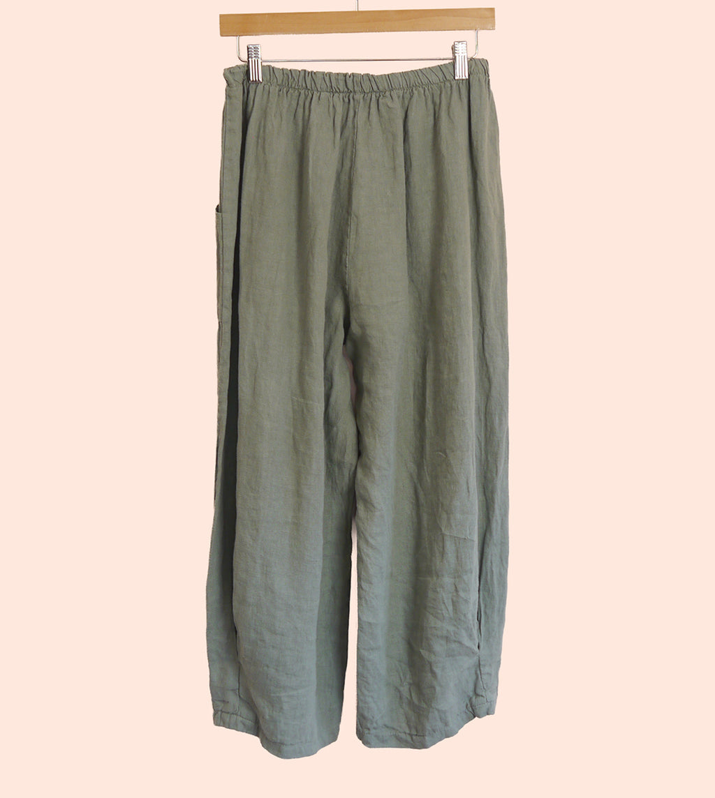 Linen Cocoon Trousers in Lichen