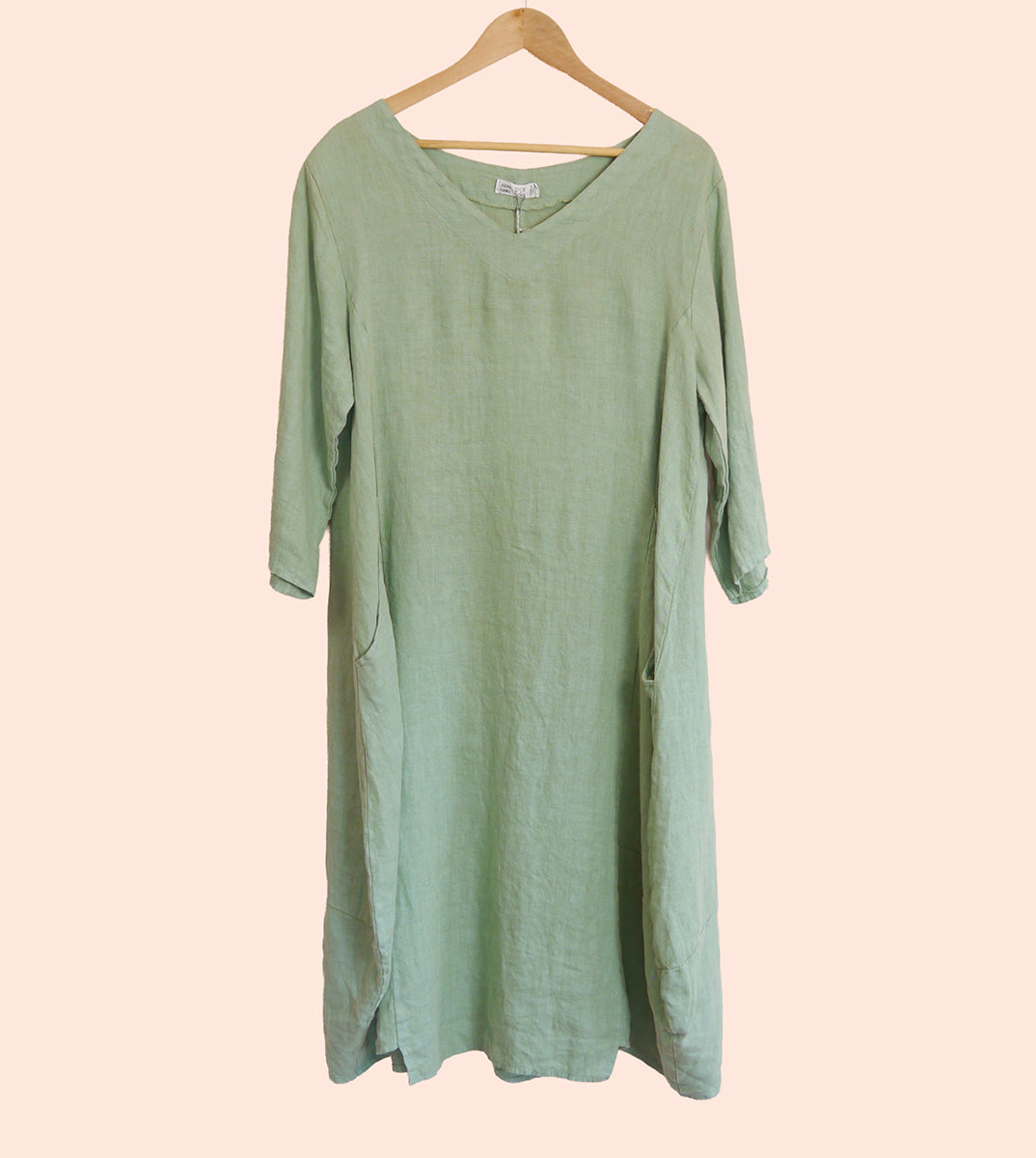 Linen V-neck Maxi Dress in Seafoam