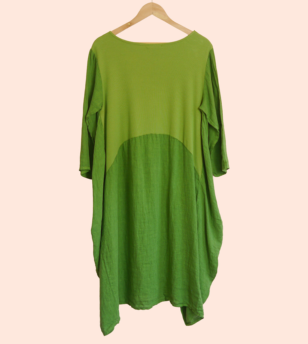 Linen/Cotton 3/4 Sleeve Dress in Caterpillar