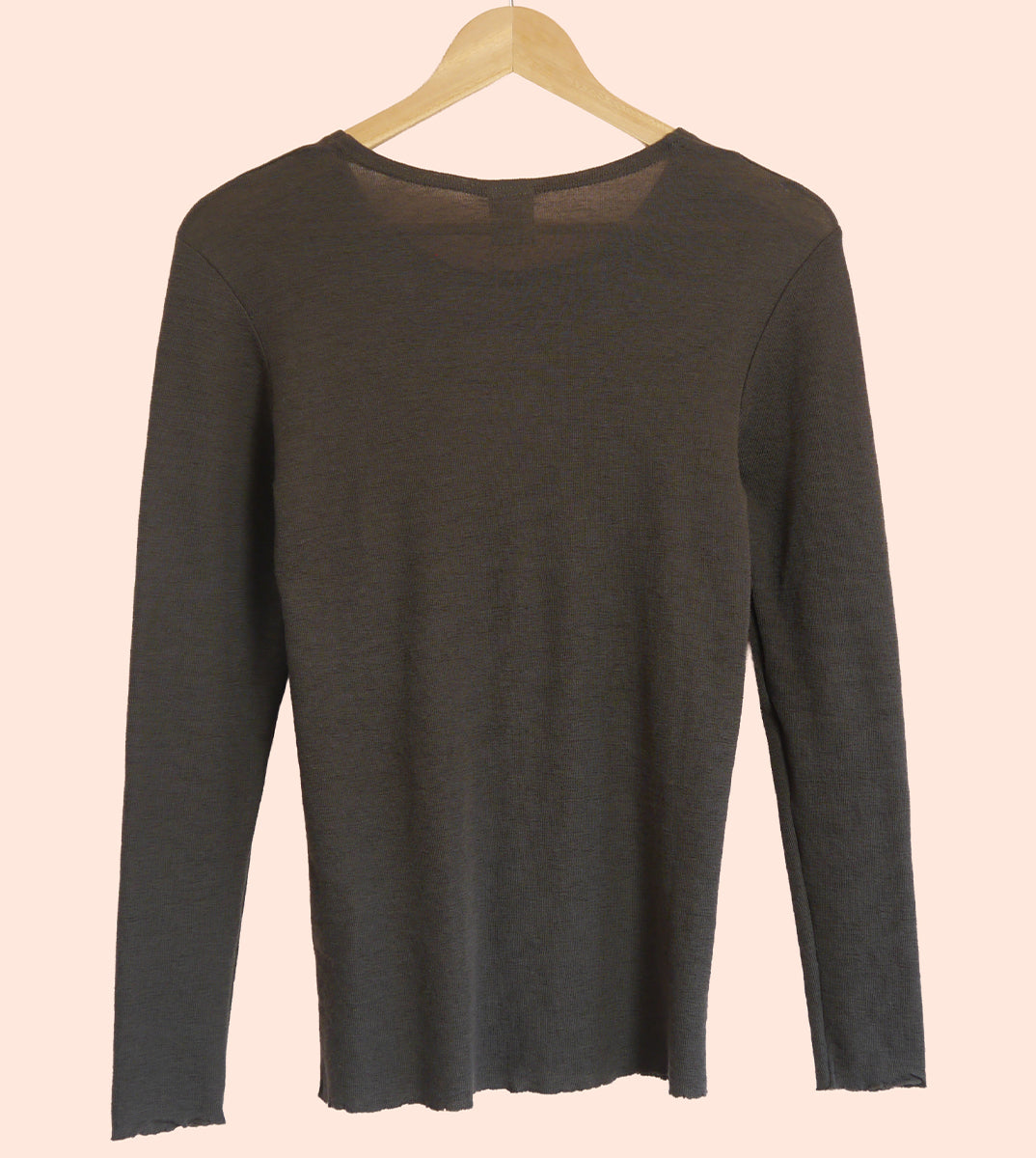 Long Sleeve Merino Wool Top in Black coffee